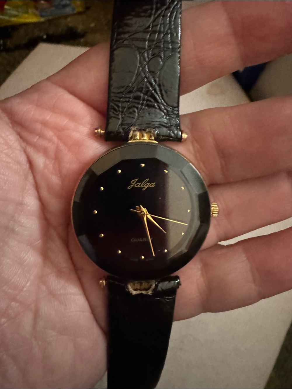 Vintage Jalga Black and Gold Minimalist Quartz Watch - Women’s